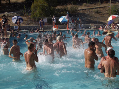 The pool is a popular place for activities at the West Coast Gathering